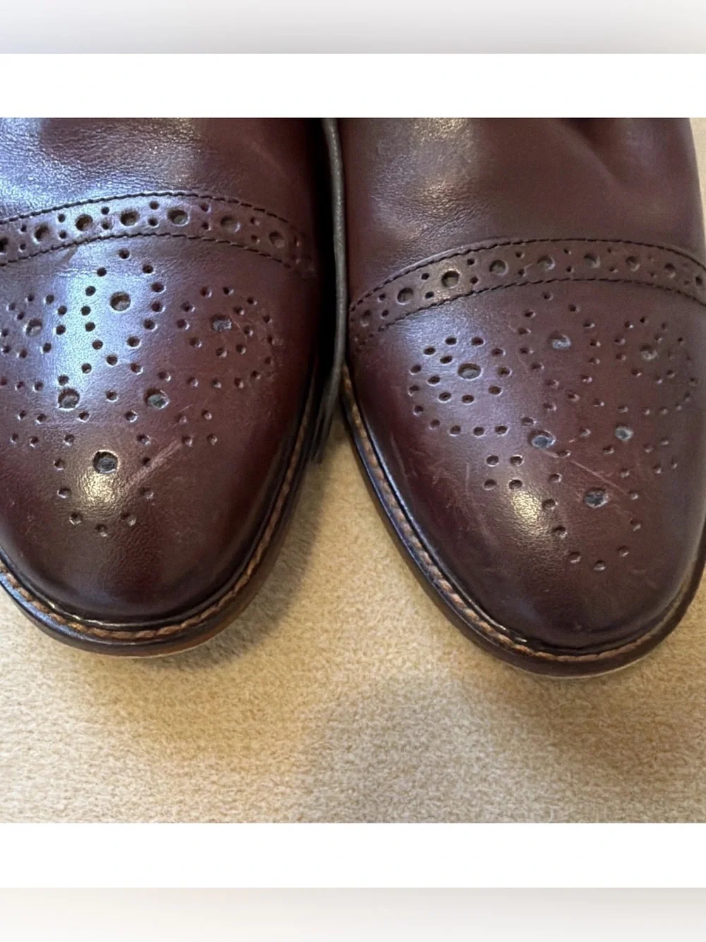 Joseph Abboud Men's Burgundy Leather Brogue oxford Dress Shoes 9.5 good cond